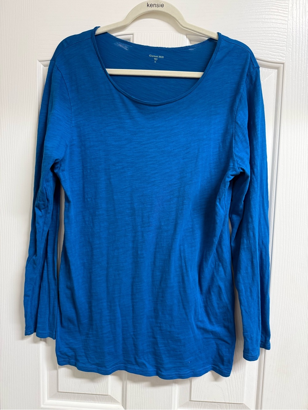 Garnet Hill Long Sleeve Scoop Neck Top - Teal Blue